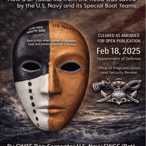 Half-mask with text and military theme.